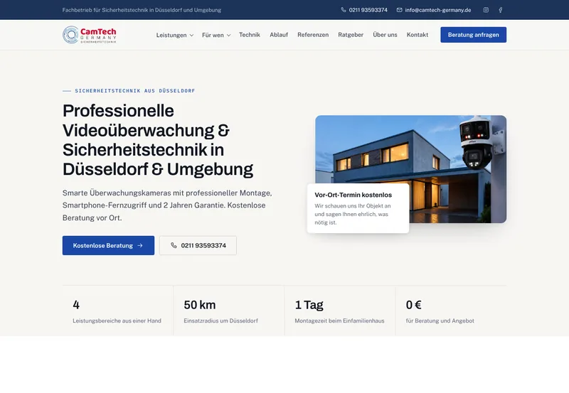 Home page of the website CamTech Germany