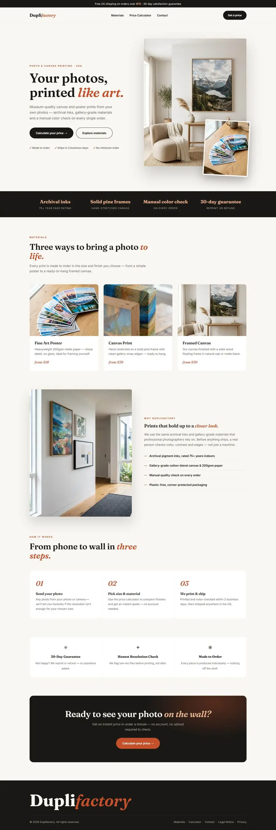 Bildschirmfoto der Website Duplifactory