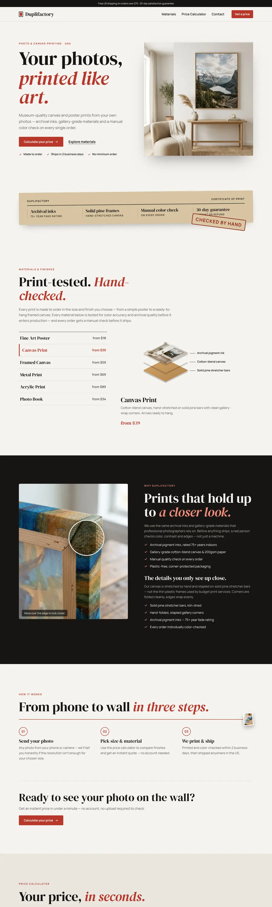 Screenshot of the website Duplifactory