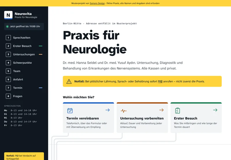Home page of the website Neurovita (sample project, fictional business)