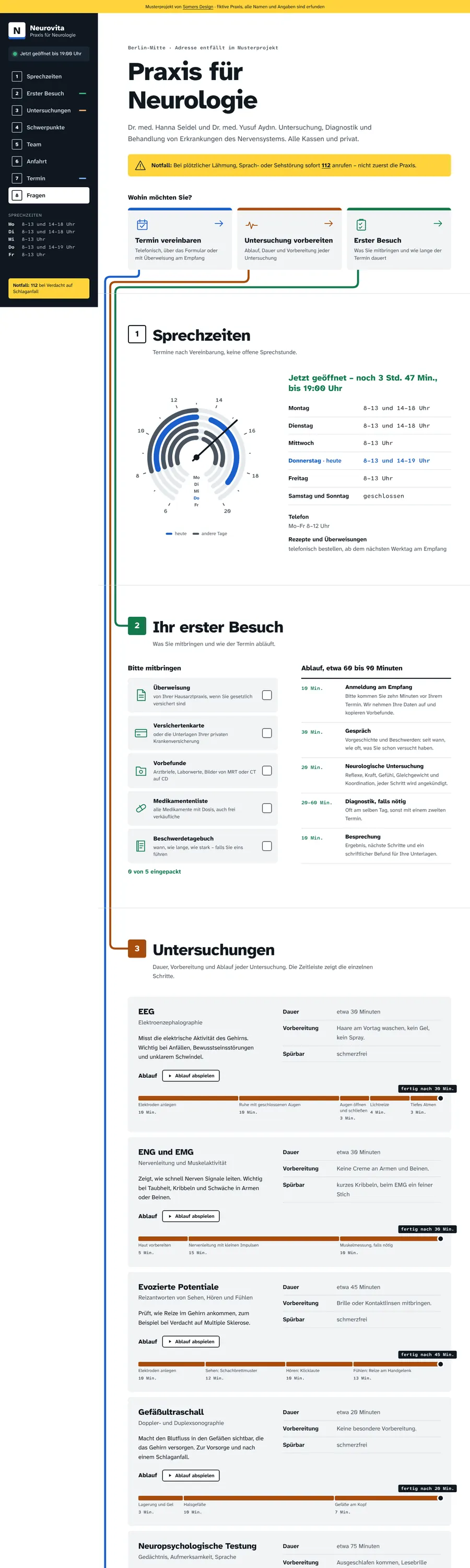 Screenshot of the website Neurovita (sample project, fictional business)