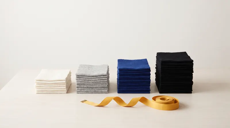 Fabric samples in many colours