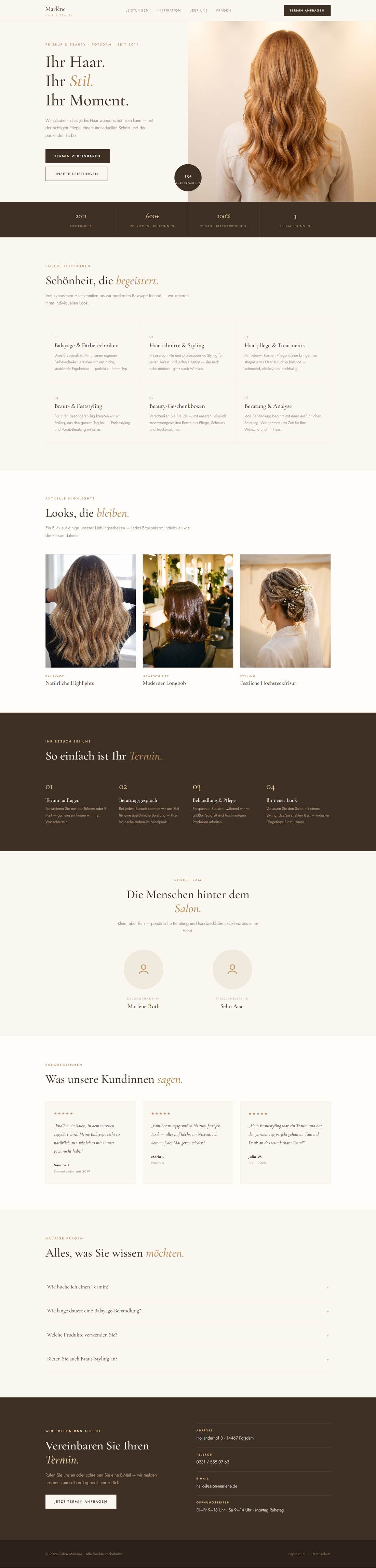 Website des Salons Marlène