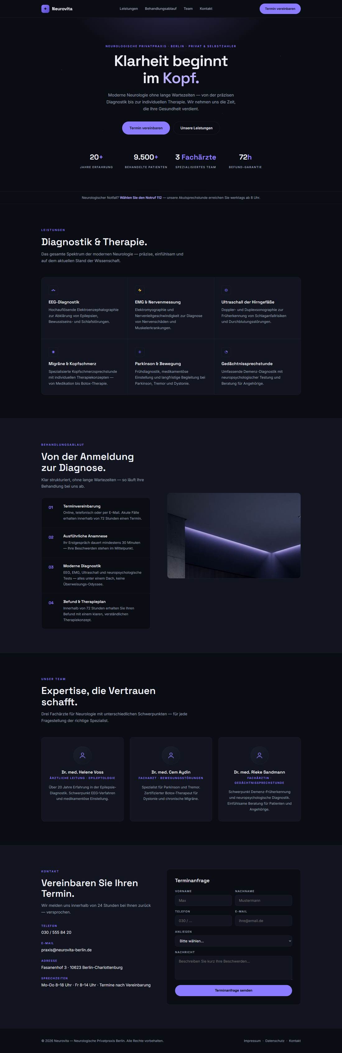 Website der Neurologie-Praxis Neurovita