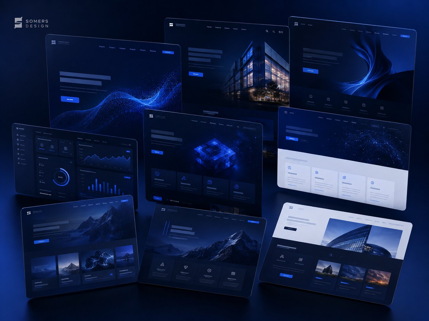 Moderne Website-Layouts auf verschiedenen Bildschirmgrößen